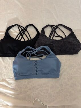 Women’s Strappy Sports Bras - Black, Heather Gray & Dusty Blue